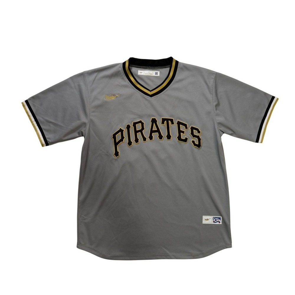 Nike Cooperstown Collection Pittsburgh Pirates Jersey Mens Large Gray V-Neck MLB